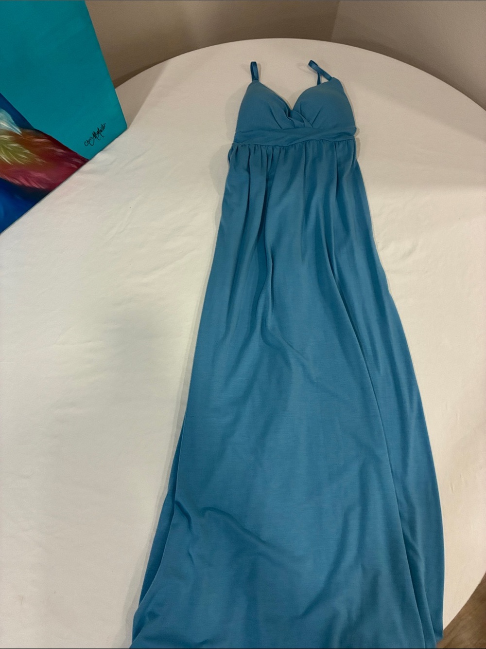 Blue Maxi Dress with Spaghetti Straps
